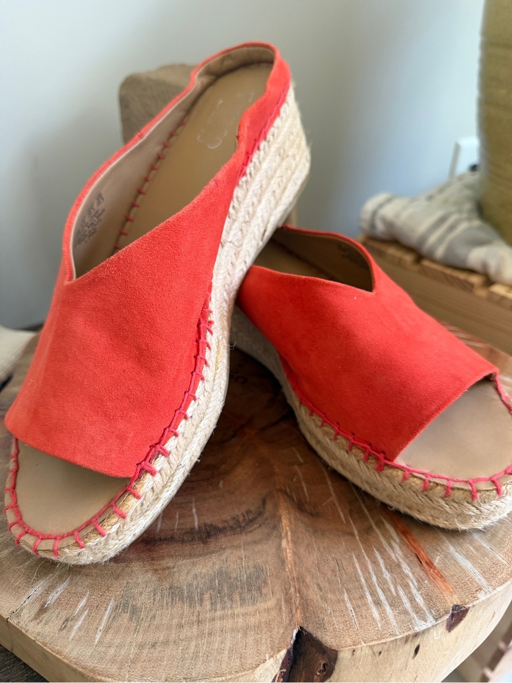 Franco Sarto Pine Espadrille Orange Suede Open-Toe Platform Slide - Picture 2 of 9